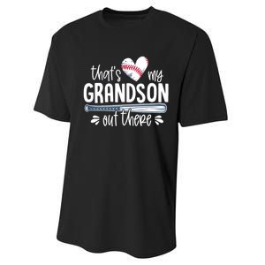 Baseball Gift for Grandparents That's My Grandson Out There Performance Sprint T-Shirt