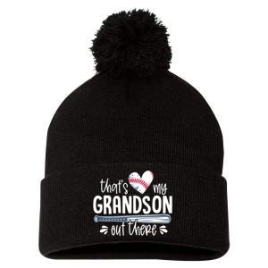 Baseball Gift for Grandparents That's My Grandson Out There Pom Pom 12in Knit Beanie