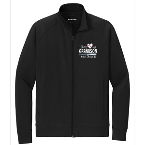 Baseball Gift for Grandparents That's My Grandson Out There Stretch Full-Zip Cadet Jacket