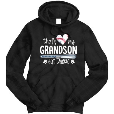 Baseball Gift for Grandparents That's My Grandson Out There Tie Dye Hoodie