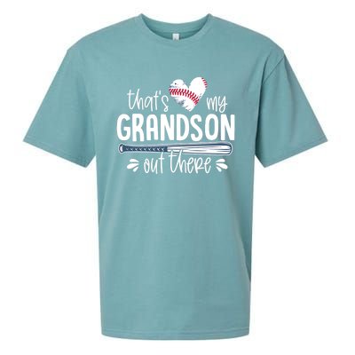 Baseball Gift for Grandparents That's My Grandson Out There Sueded Cloud Jersey T-Shirt