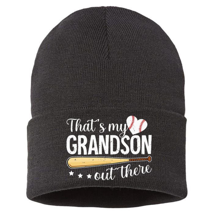 Baseball Grandma Funny Thats My Grandson Out There Baseball Sustainable Knit Beanie