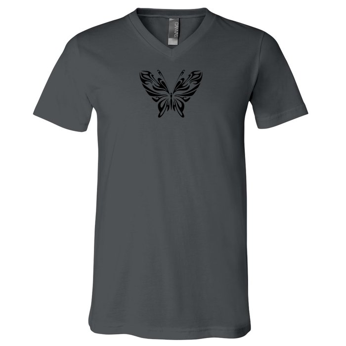 Butterfly Goth Fairy Grunge Graphic Symbol V-Neck T-Shirt