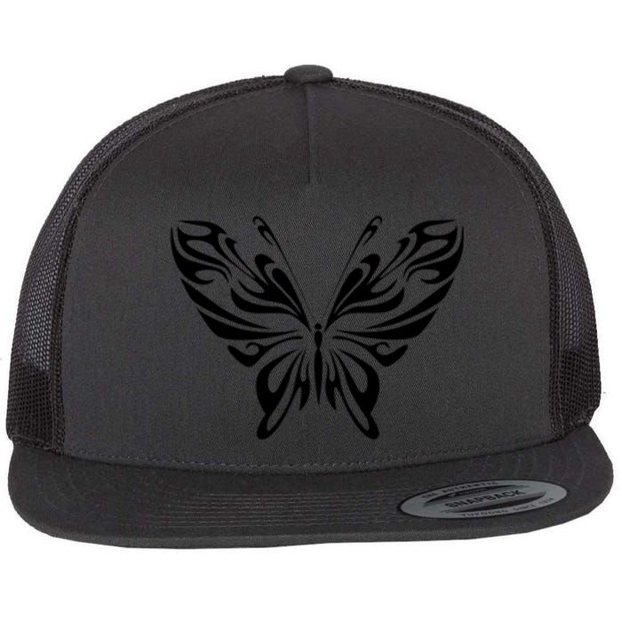 Butterfly Goth Fairy Grunge Graphic Symbol Flat Bill Trucker Hat