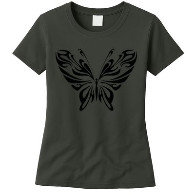 Butterfly Goth Fairy Grunge Graphic Symbol Womens T-Shirt