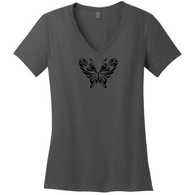 Butterfly Goth Fairy Grunge Graphic Symbol Women's V-Neck T-Shirt