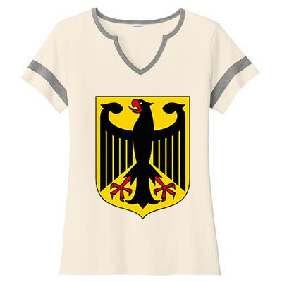 Badge Germany Flag Cool German Ladies Halftime Notch Neck Tee