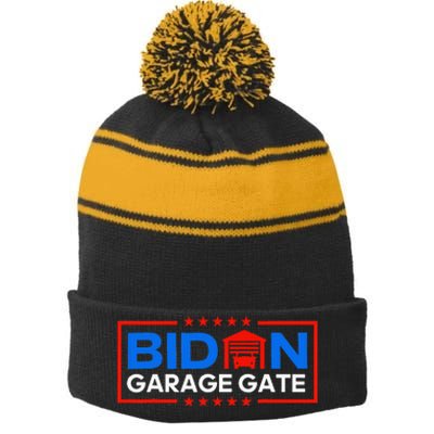 Biden Garage Funny Anti Biden - Garage Gate Political Humor  Stripe Pom Pom Beanie