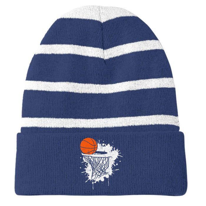 Basketball Gift For Coach Player Baller Striped Beanie with Solid Band