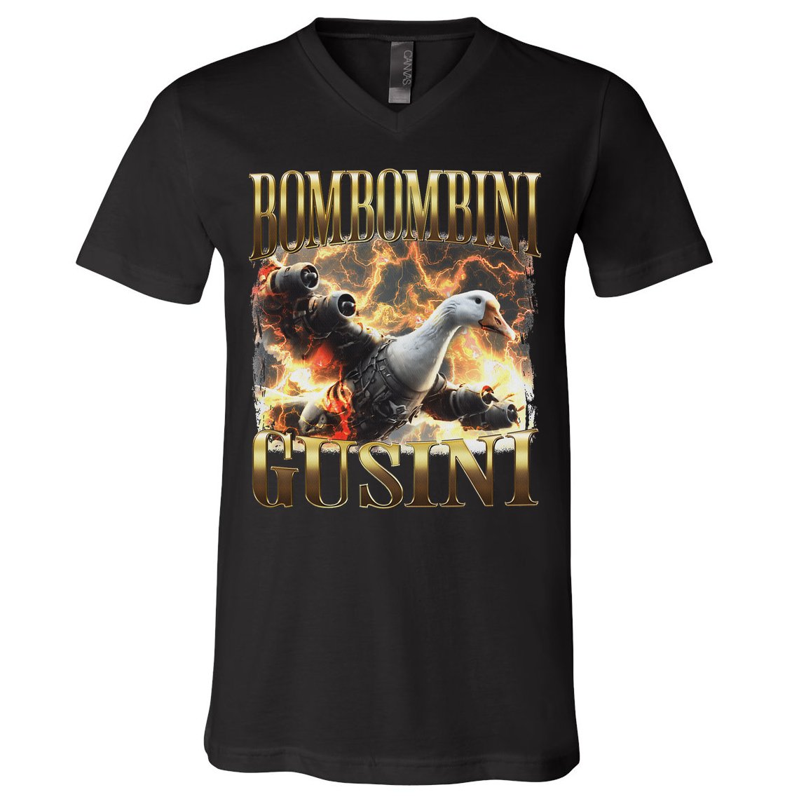 Bombombini Gusini Funny Italian Brainrot Meme Bootleg V-Neck T-Shirt