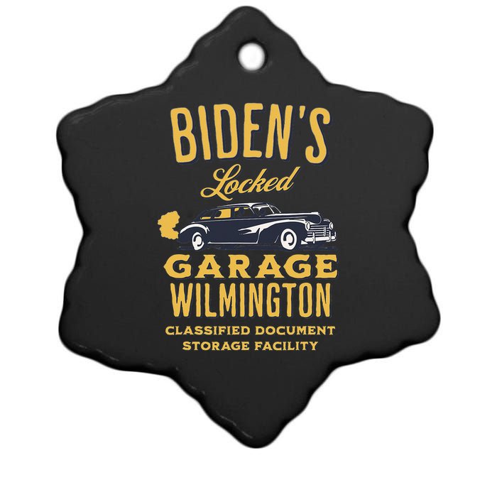 Biden's Garage Funny Anti-Biden Political Joke Garage Sign  Ceramic Star Ornament