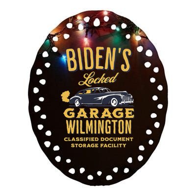 Biden's Garage Funny Anti-Biden Political Joke Garage Sign  Ceramic Oval Ornament