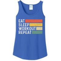 Bodybuilder Gym Funny Vintage Cute Gift Eat Sleep Workout Repeat Gift Ladies Essential Tank