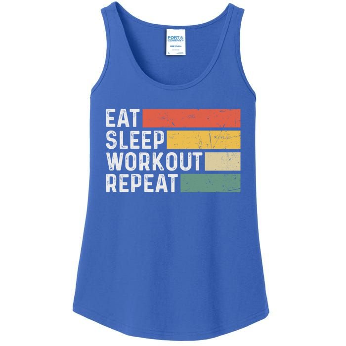 Bodybuilder Gym Funny Vintage Cute Gift Eat Sleep Workout Repeat Gift Ladies Essential Tank