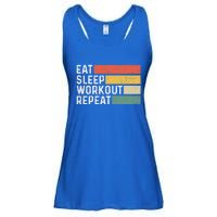 Bodybuilder Gym Funny Vintage Cute Gift Eat Sleep Workout Repeat Gift Ladies Essential Flowy Tank