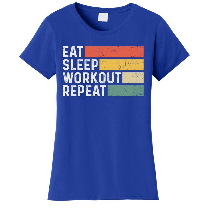 Bodybuilder Gym Funny Vintage Cute Gift Eat Sleep Workout Repeat Gift Women's T-Shirt