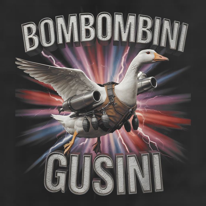 Bombombini Gusini Funny Italian Brainrot Meme Bootleg  7 Panel Mesh Trucker Snapback Hat