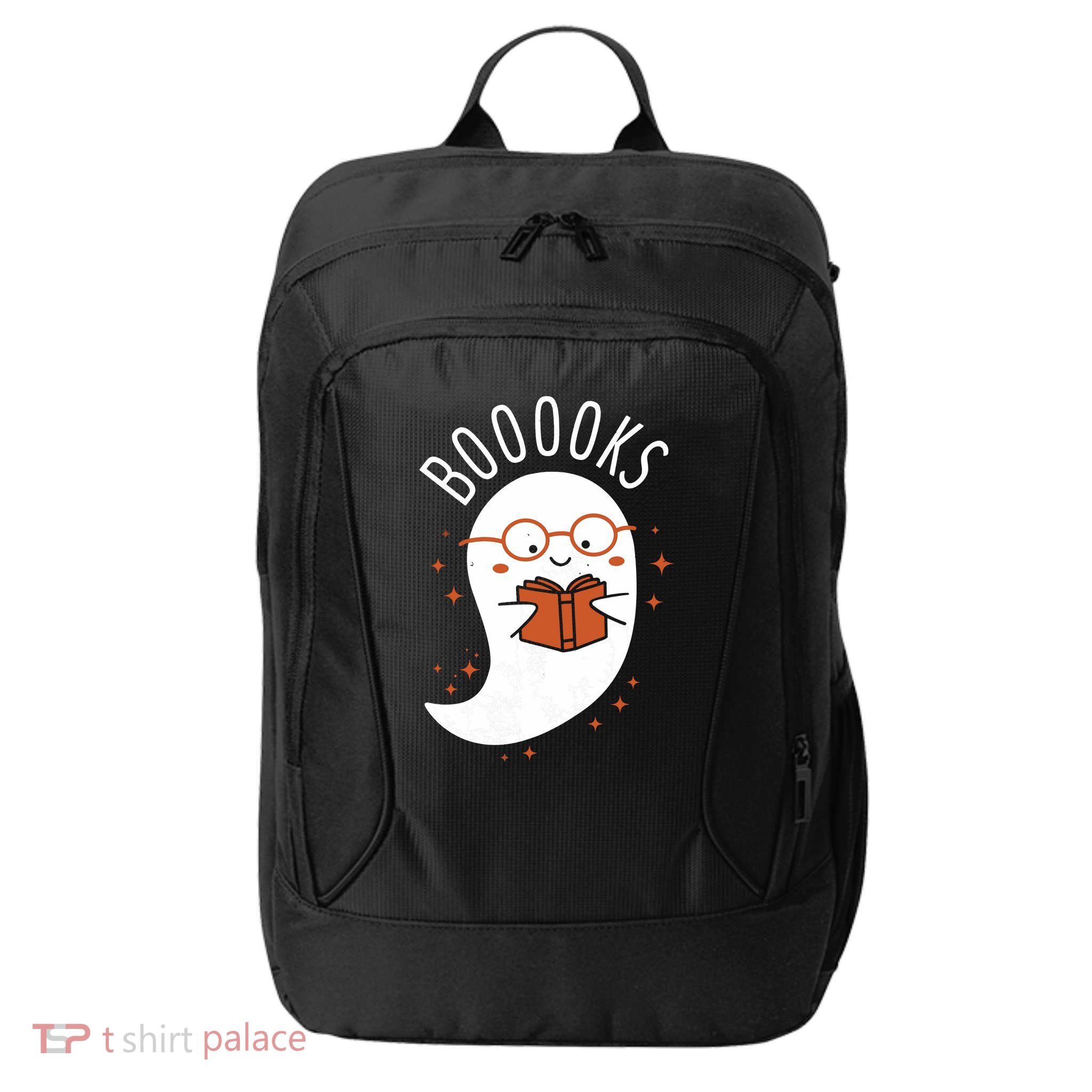 Booooks Ghost Funny Halloween Teacher Book Library Reading City Backpack