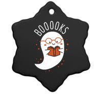 Booooks Ghost Funny Halloween Teacher Book Library Reading Ceramic Star Ornament