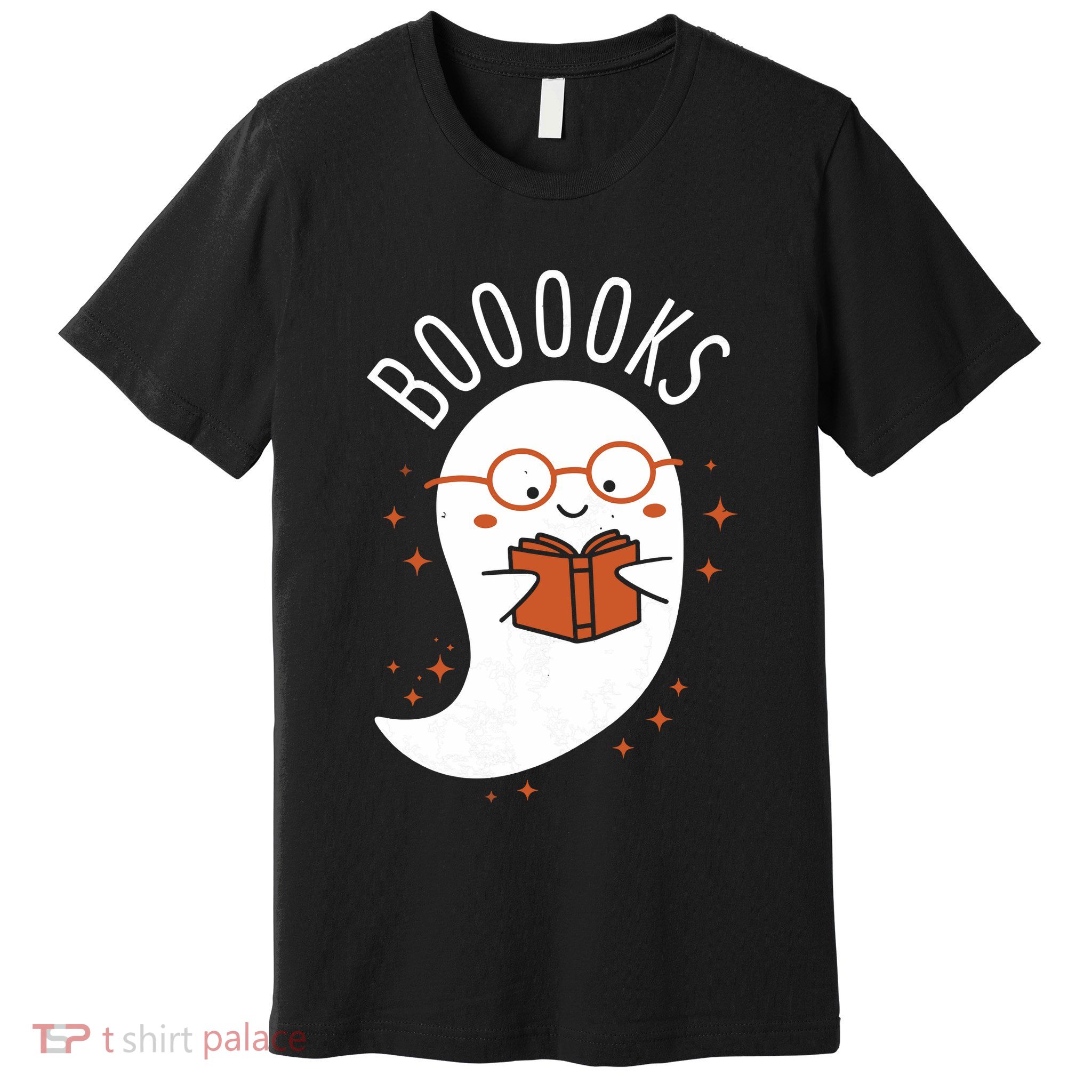 Booooks Ghost Funny Halloween Teacher Book Library Reading Premium T-Shirt