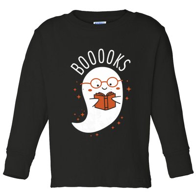 Booooks Ghost Funny Halloween Teacher Book Library Reading Toddler Long Sleeve Shirt