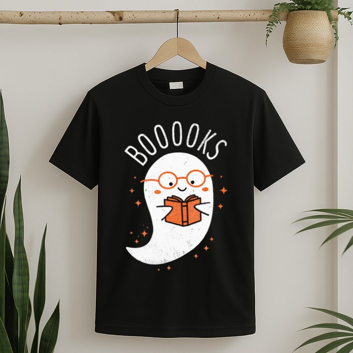 Booooks Ghost Funny Halloween Teacher Book Library Reading T-Shirt