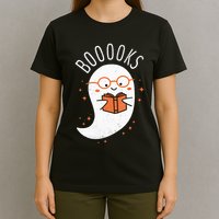 Booooks Ghost Funny Halloween Teacher Book Library Reading T-Shirt