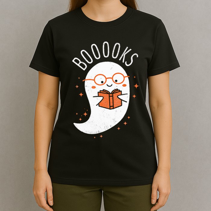 Booooks Ghost Funny Halloween Teacher Book Library Reading T-Shirt