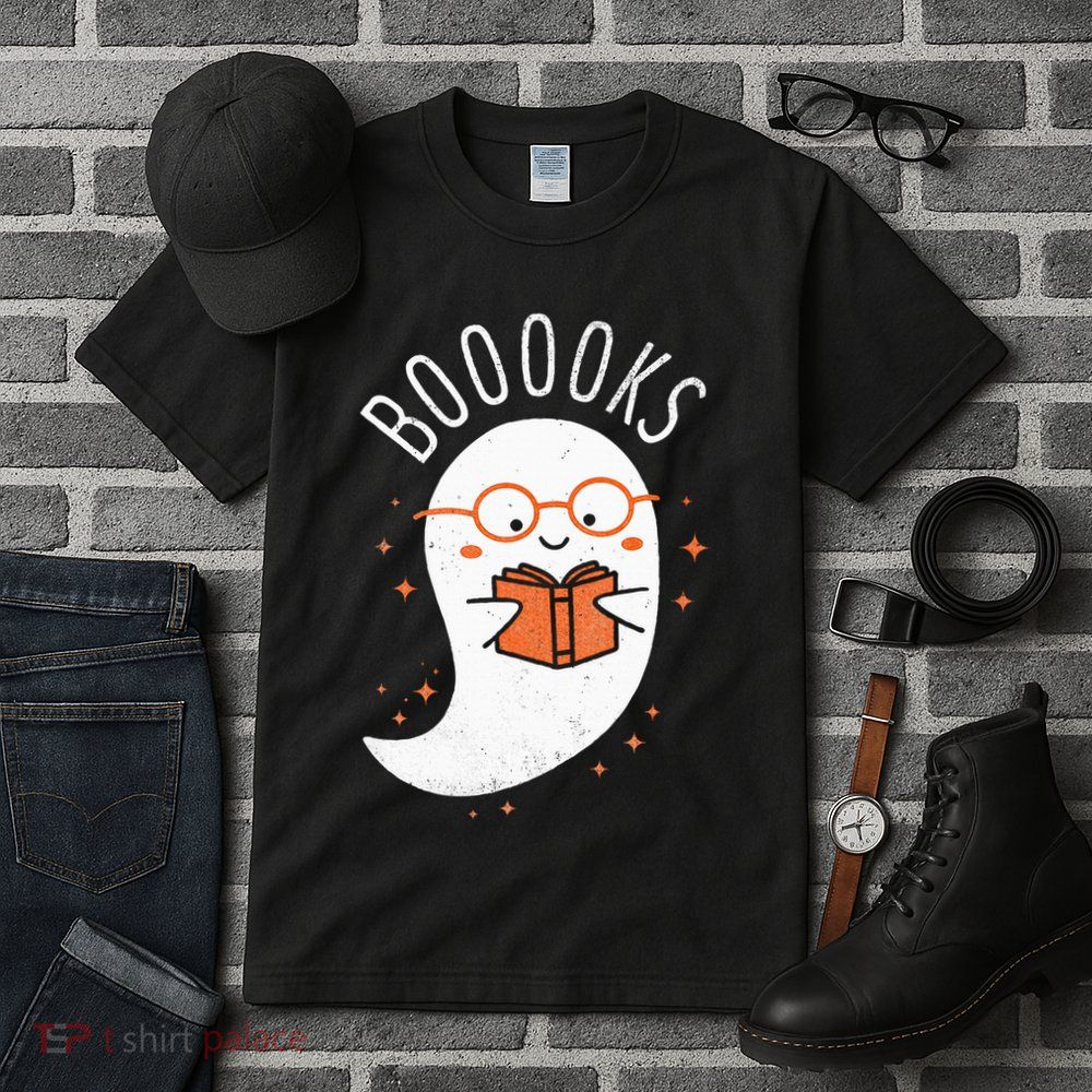 Booooks Ghost Funny Halloween Teacher Book Library Reading Tall T-Shirt