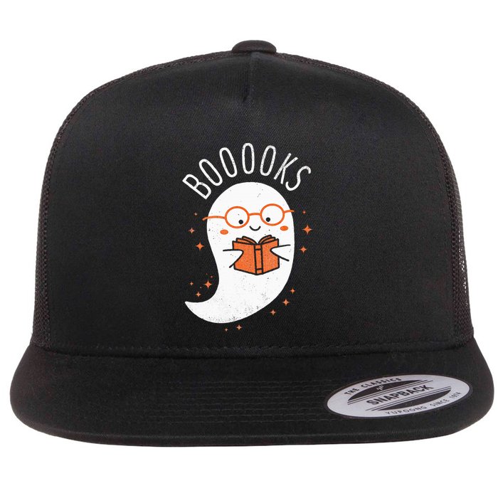 Booooks Ghost Funny Halloween Teacher Book Library Reading Flatbill Hat