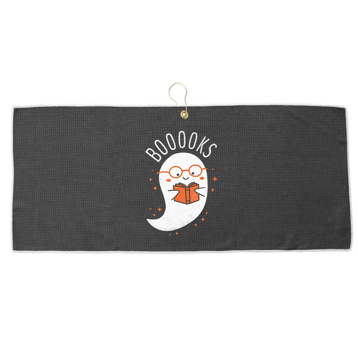 Booooks Ghost Funny Halloween Teacher Book Library Reading Large Microfiber Waffle Golf Towel
