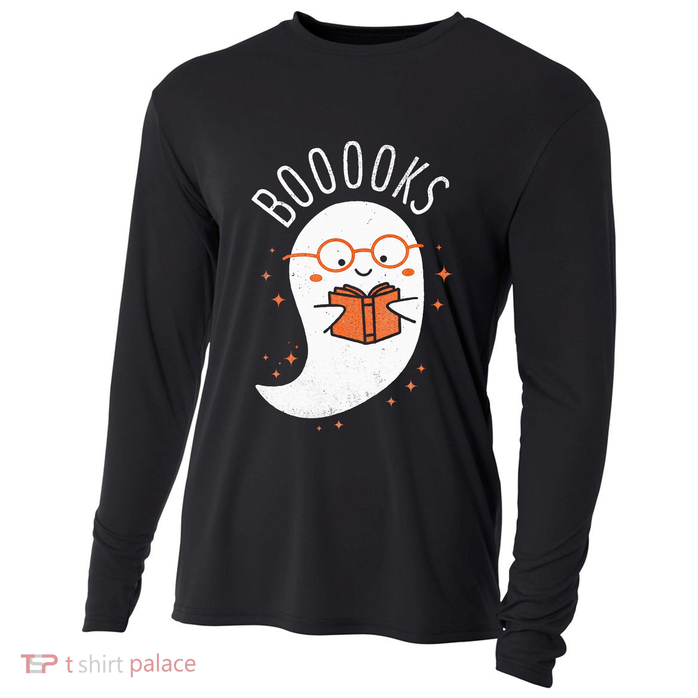 Booooks Ghost Funny Halloween Teacher Book Library Reading Cooling Performance Long Sleeve Crew