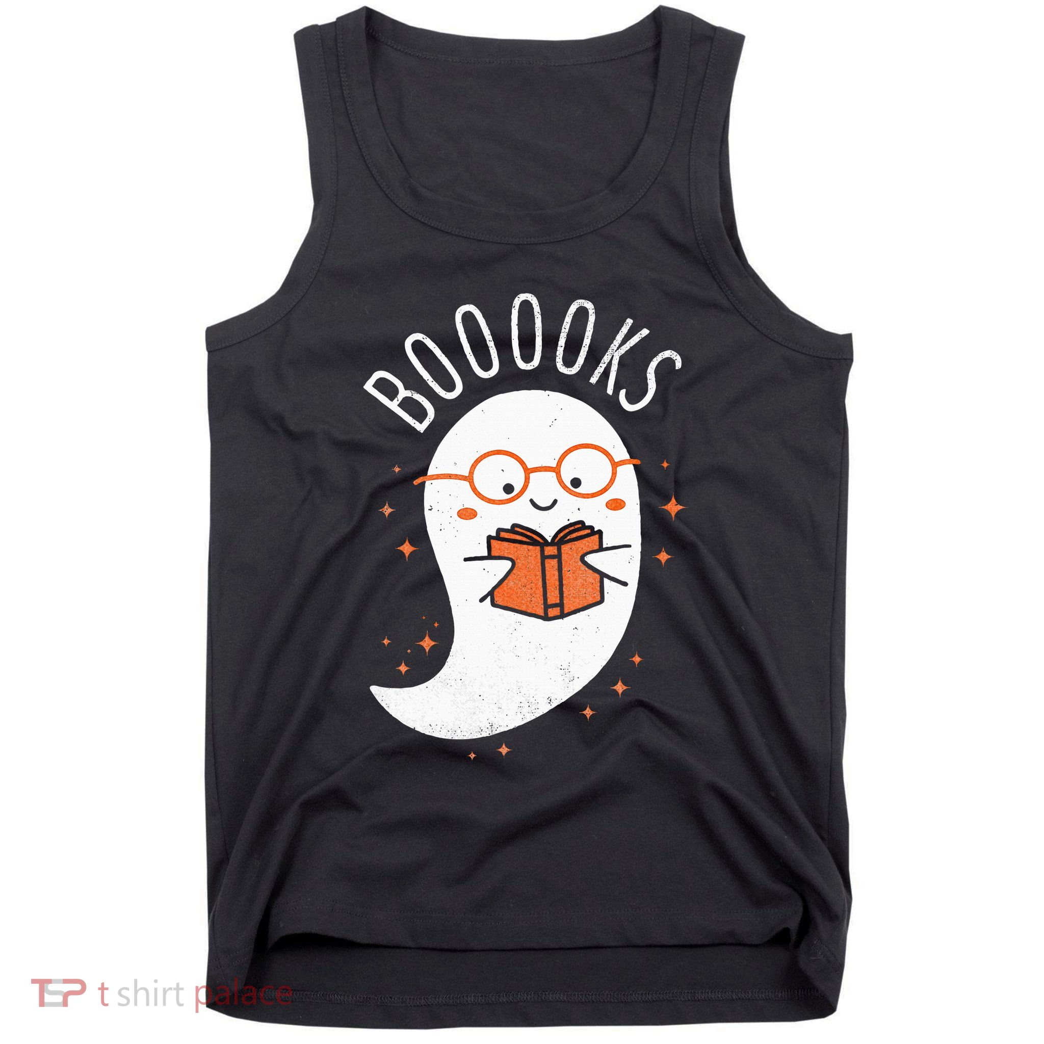 Booooks Ghost Funny Halloween Teacher Book Library Reading Tank Top