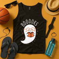 Booooks Ghost Funny Halloween Teacher Book Library Reading Tank Top