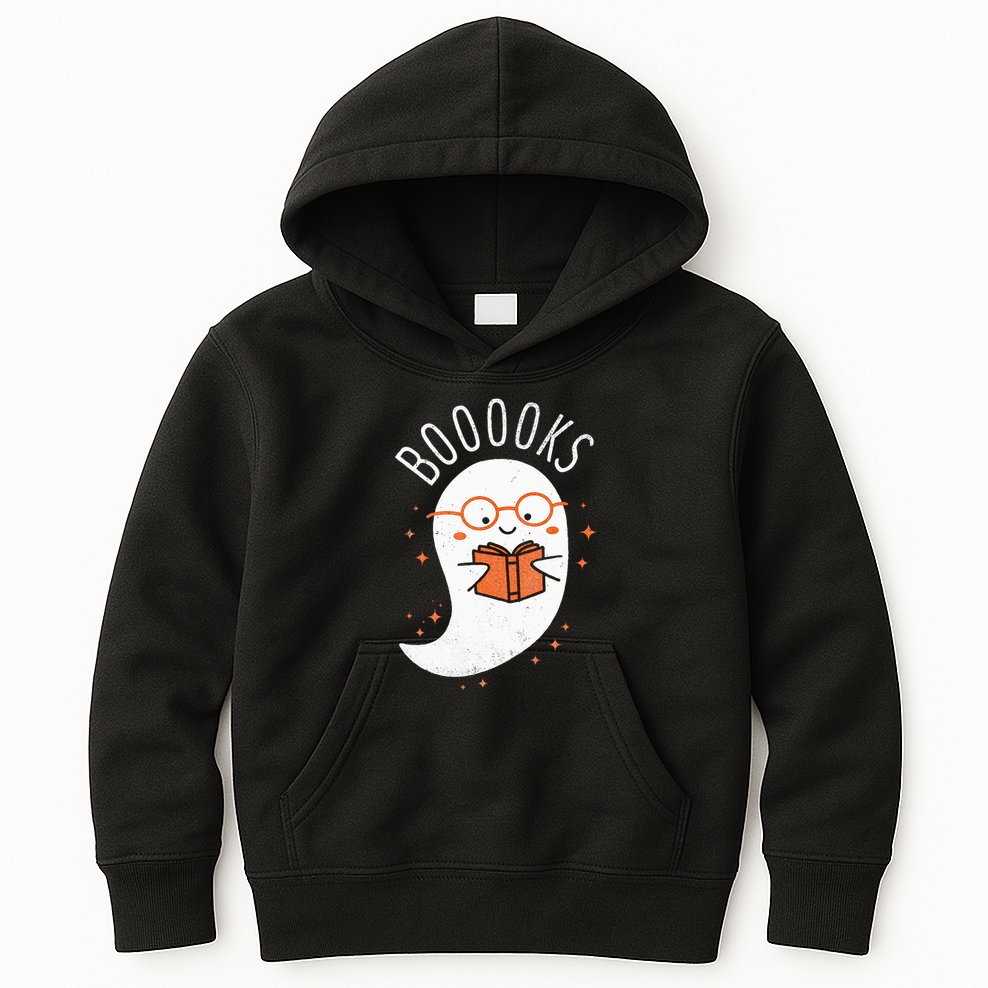 Booooks Ghost Funny Halloween Teacher Book Library Reading Kids Hoodie