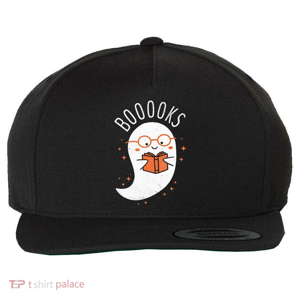 Booooks Ghost Funny Halloween Teacher Book Library Reading Wool Snapback Cap