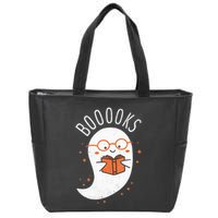 Booooks Ghost Funny Halloween Teacher Book Library Reading Zip Tote Bag