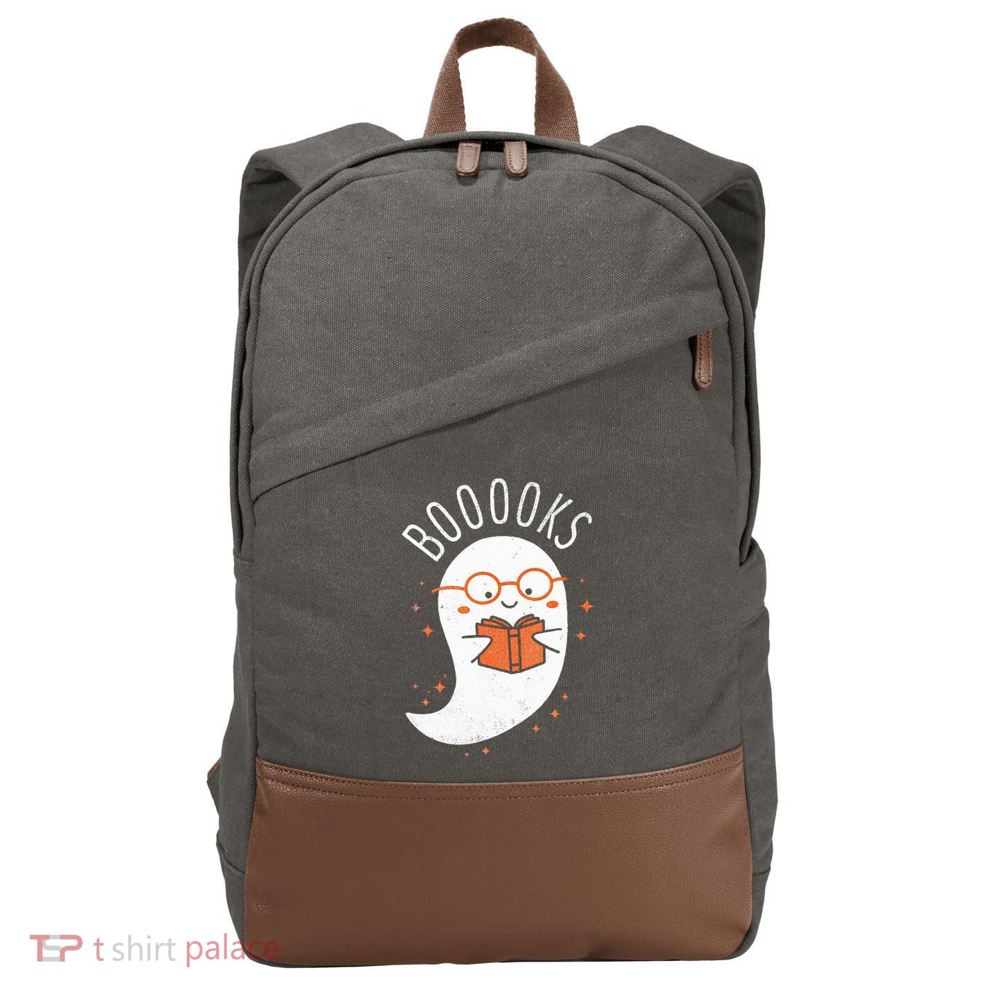 Booooks Ghost Funny Halloween Teacher Book Library Reading Cotton Canvas Backpack