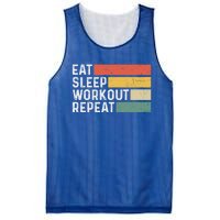 Bodybuilder Gym Funny Vintage Cute Gift Eat Sleep Workout Repeat Gift Mesh Reversible Basketball Jersey Tank