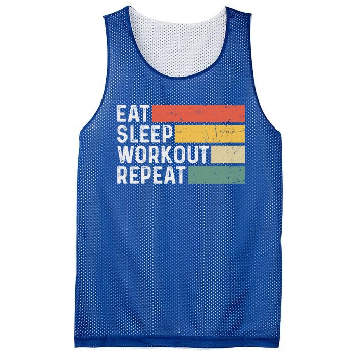 Bodybuilder Gym Funny Vintage Cute Gift Eat Sleep Workout Repeat Gift Mesh Reversible Basketball Jersey Tank