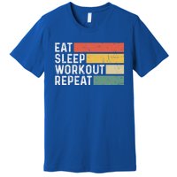 Bodybuilder Gym Funny Vintage Cute Gift Eat Sleep Workout Repeat Gift Premium T-Shirt