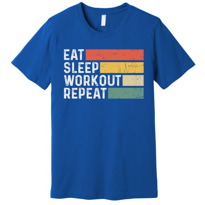 Bodybuilder Gym Funny Vintage Cute Gift Eat Sleep Workout Repeat Gift Premium T-Shirt