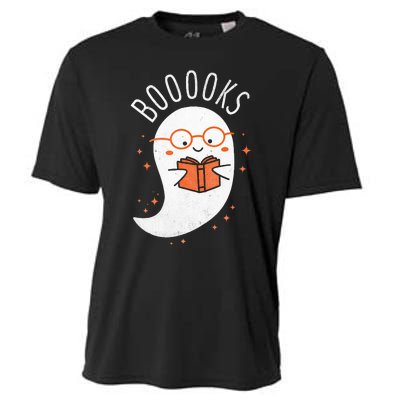 Booooks Ghost Funny Halloween Teacher Book Library Reading Cooling Performance Crew T-Shirt