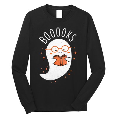 Booooks Ghost Funny Halloween Teacher Book Library Reading Long Sleeve Shirt