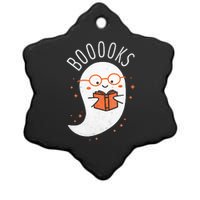 Booooks Ghost Funny Halloween Teacher Book Library Reading Ceramic Star Ornament