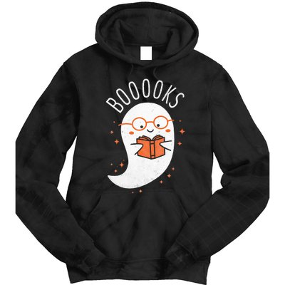 Booooks Ghost Funny Halloween Teacher Book Library Reading Tie Dye Hoodie