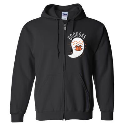 Booooks Ghost Funny Halloween Teacher Book Library Reading Full Zip Hoodie