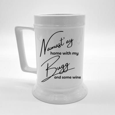 Bugg Gift Funny Namastay For Yoga And Dog Lovers Great Gift Beer Stein