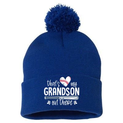 Baseball Gift For Grandparents That's My Grandson Out There Cute Gift Pom Pom 12in Knit Beanie