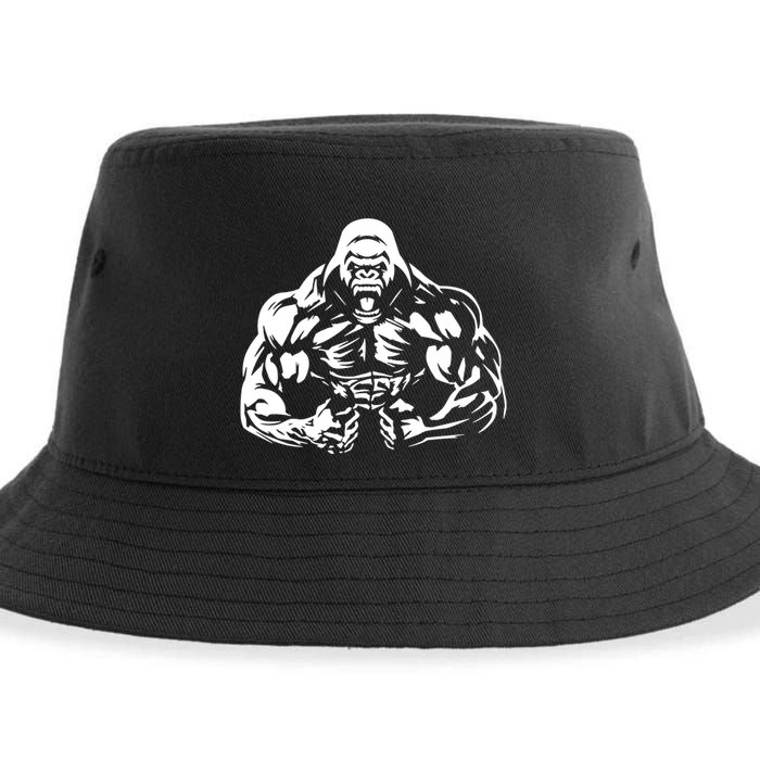 Bodybuilding Gorilla For The Next Workout In The Gym Sustainable Bucket Hat